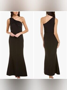 JS Collections Lilah Bow Mermaid Grown One Shoulder Maxi Evening Dress